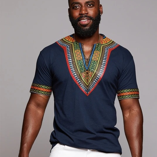 Hot Sell Dashiki african kitenge shirts For Men Fit Patchwork T-shirt Casual shirts african men clothings