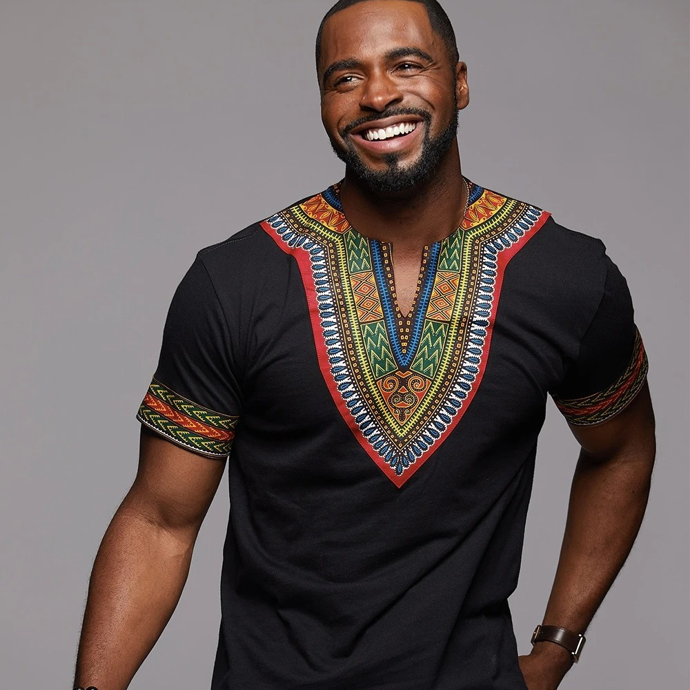 Hot Sell Dashiki african kitenge shirts For Men Fit Patchwork T-shirt Casual shirts african men clothings