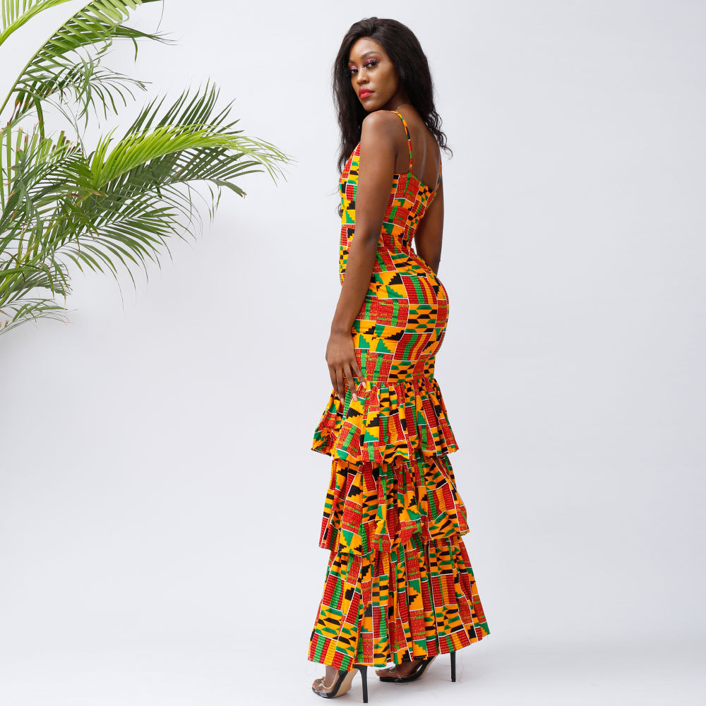 Summer Women's African Dress printing design sleeveless kitenge dress designs for african women