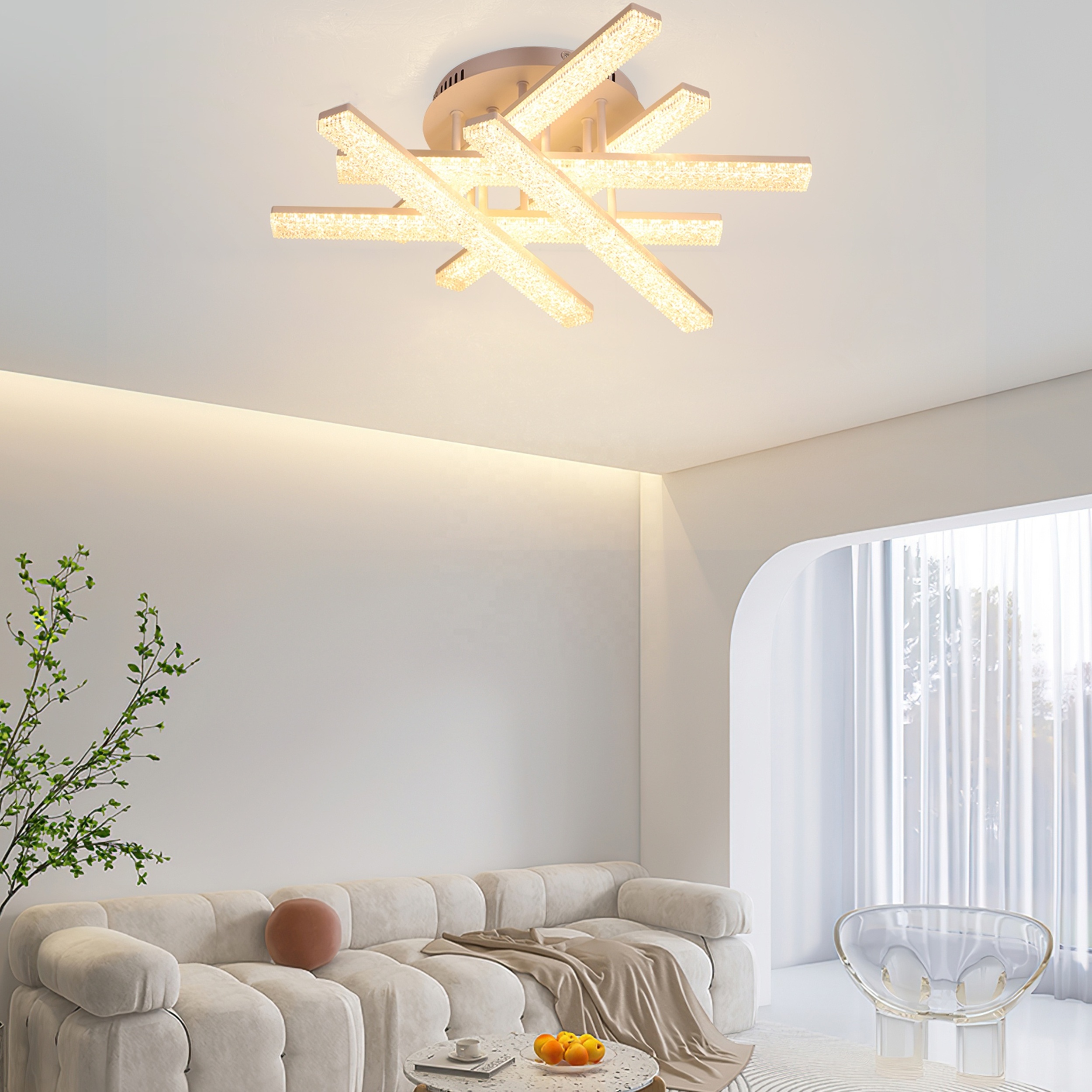 Modern Acrylic Led Ceiling Light Apartment Bedroom Living Room High Ceiling Lamps White Color Warm Light