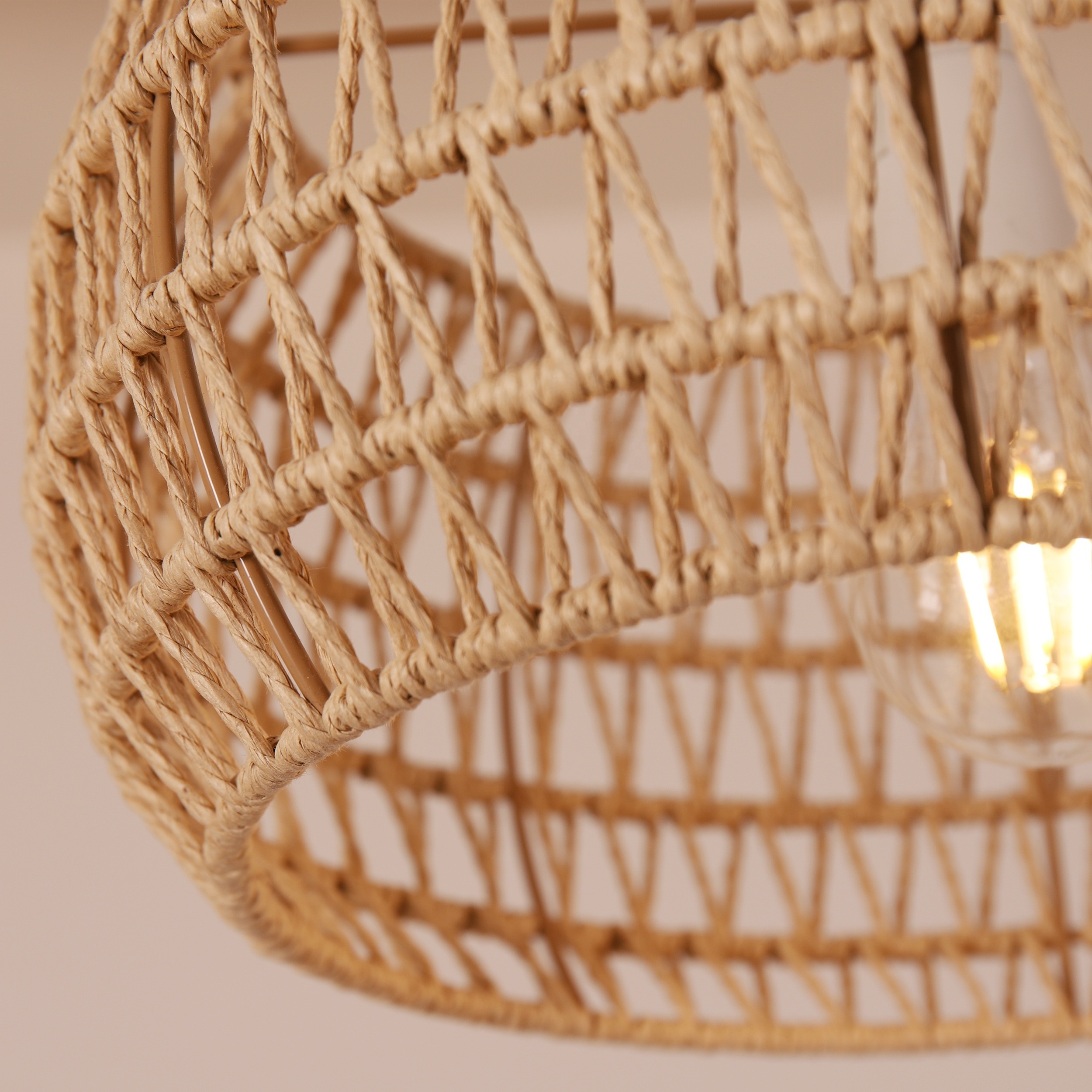 Natural hemp rope Chandelier Simple Woven Chandelier Rattan Ceiling Light Fixtures Creative Chandelier Handicraft lamp