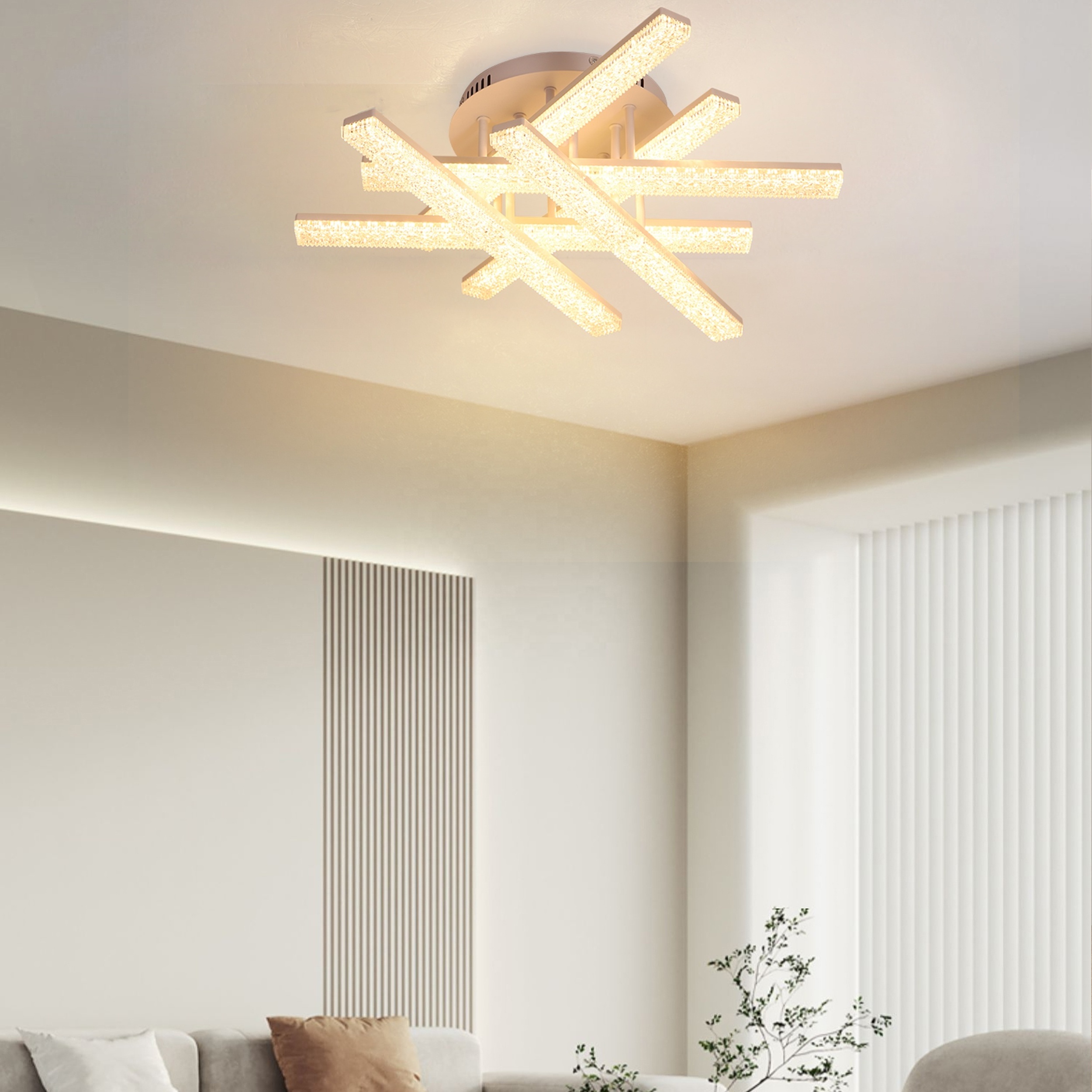 Modern Acrylic Led Ceiling Light Apartment Bedroom Living Room High Ceiling Lamps White Color Warm Light