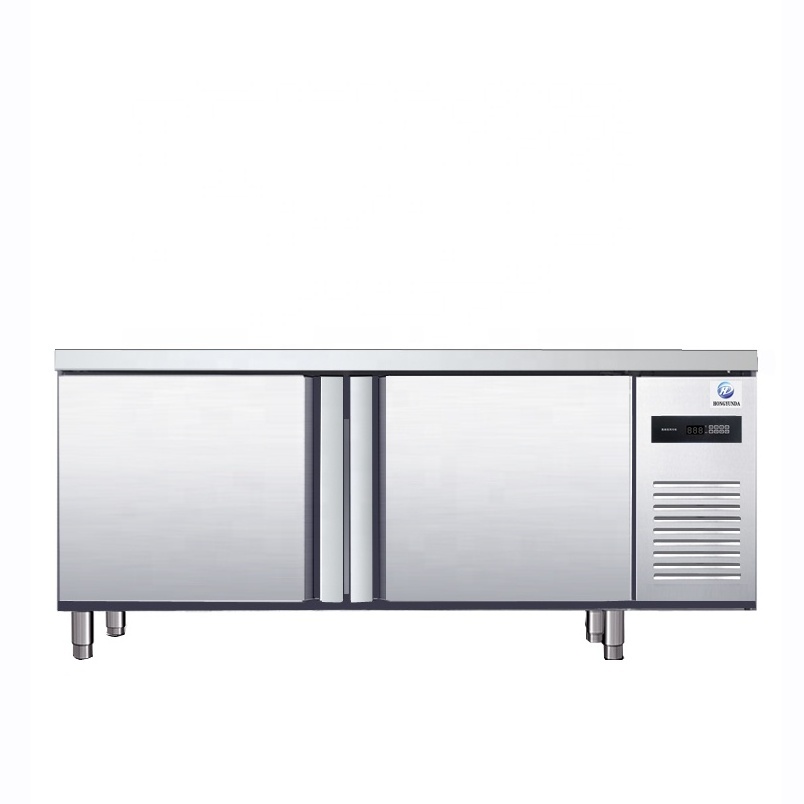 Professional Stainless Steel Display Refrigerator refrigerated salad bar sandwich Pizza Prep Table