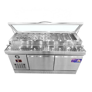 Professional Stainless Steel Display Refrigerator refrigerated salad bar sandwich Pizza Prep Table