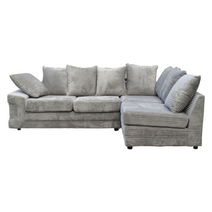 Modern home furniture rexine fabric sofa grey color corduroy fabric sectional sofa