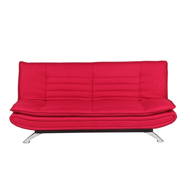 Red fabric minimalist sofa bed reversible clic clack sofa bed