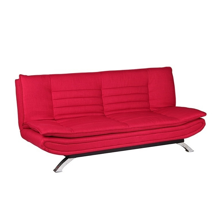 Red fabric minimalist sofa bed reversible clic clack sofa bed