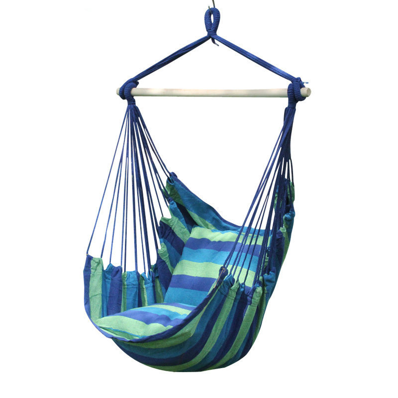 Hammock Chair Hanging Patio Swing 2 Seat Cushions Included, Hanging Chair Cotton Weave for Indoor and Outdoor