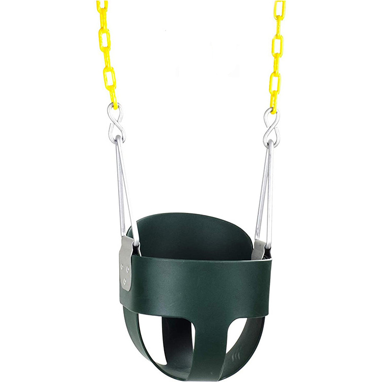 High Back Full Bucket Toddler Swing Seat with Plastic Coated Chains