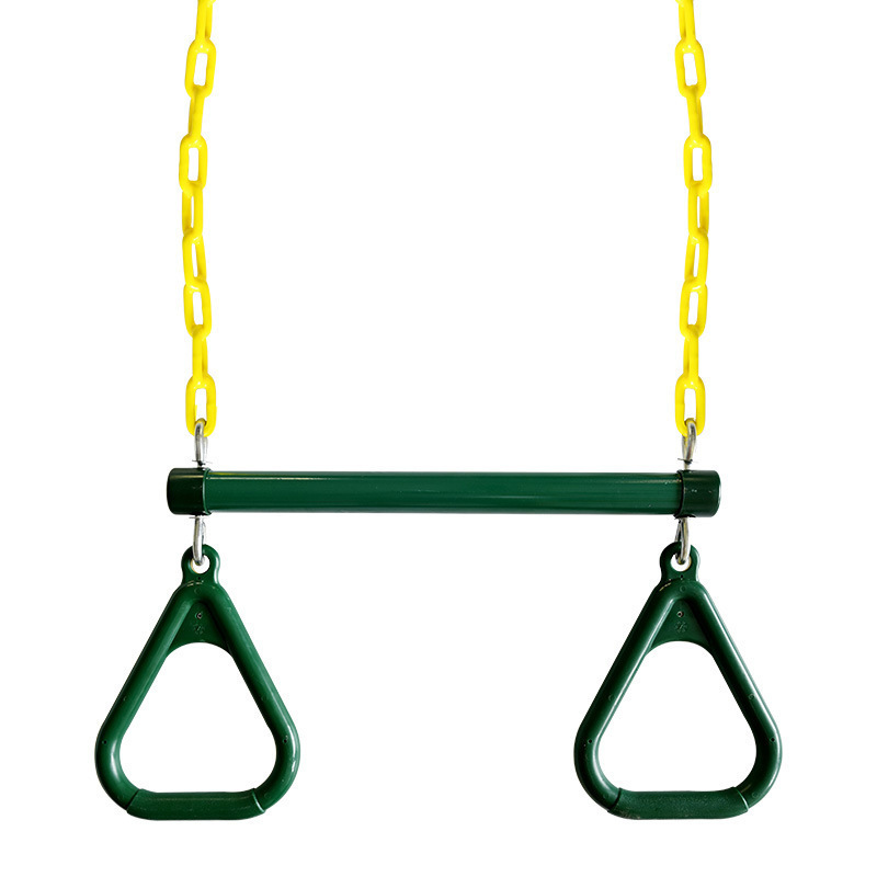 Playground Accessories for Kids Trapeze Swing Bar With Rings And Heavy Duty Chain