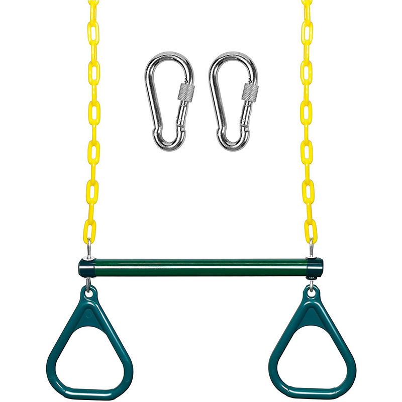 Playground Accessories for Kids Trapeze Swing Bar With Rings And Heavy Duty Chain