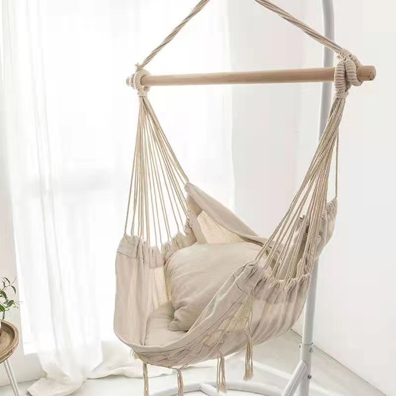 Hammock Chair Swing with Hardware Kit, Hanging Macrame Chair Cotton Canvas