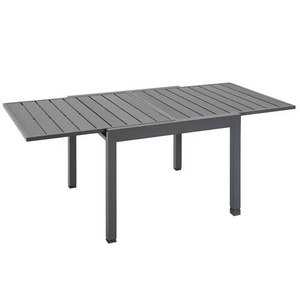 Aluminum Extendable Dining Table Outdoor Slat Table for 4-6 Person Rectangular Lawn Garden Bistro Patio Table