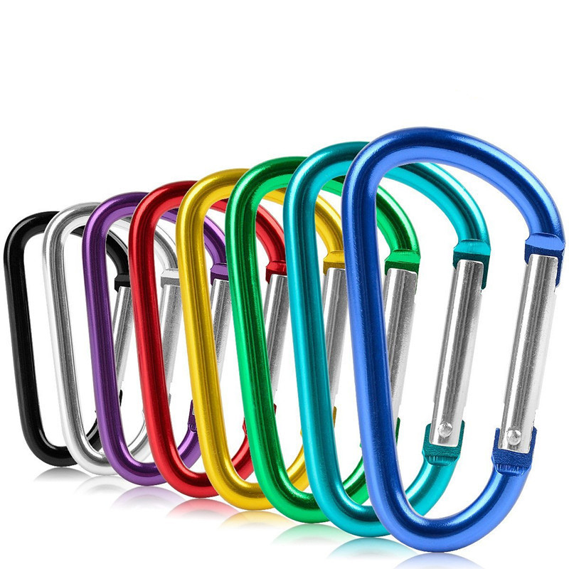 Spring Loaded Gate Small keychain Carabiners Clip Set for Outdoor Camping mini Lock Hooks Spring Snap Link Key C Aluminum D-Ring