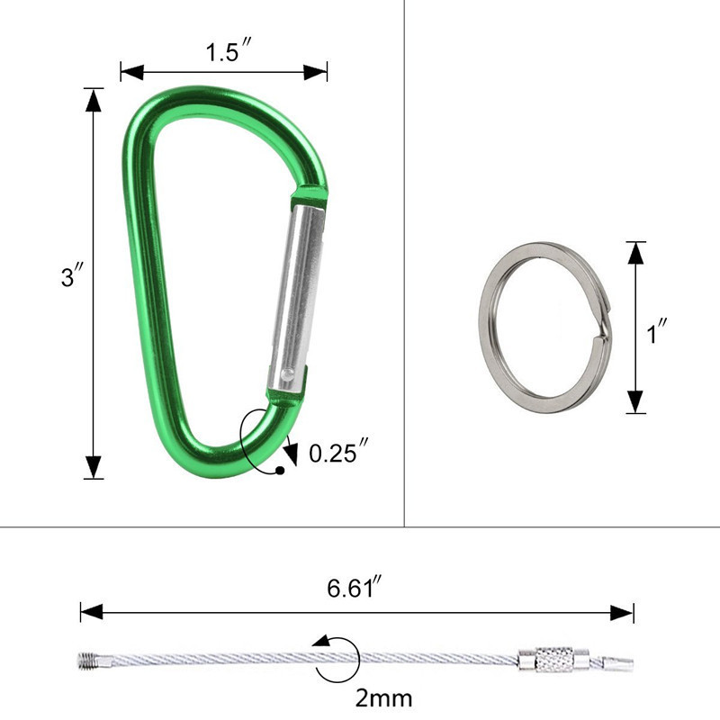 Spring Loaded Gate Small keychain Carabiners Clip Set for Outdoor Camping mini Lock Hooks Spring Snap Link Key C Aluminum D-Ring