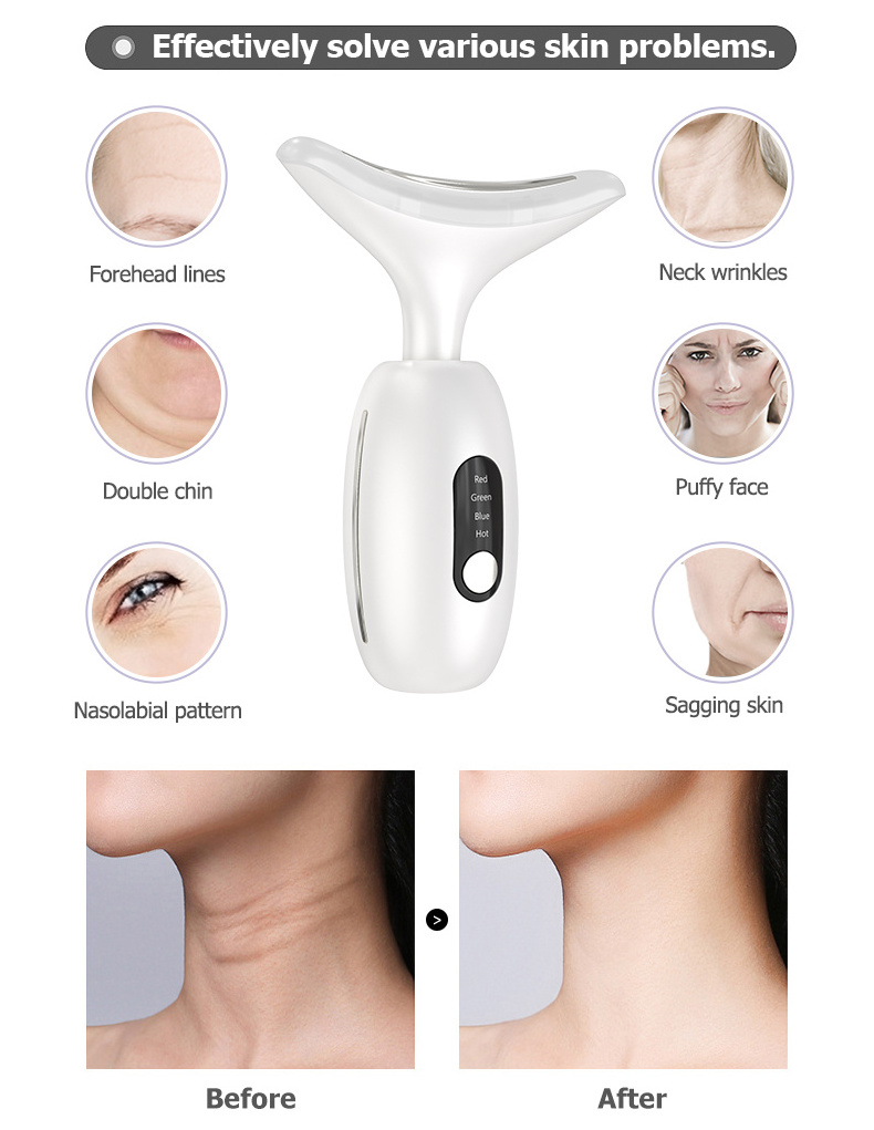 Neck Face Beauty Device Anti-wrinkle Anti-aging Reduce Puffiness Facial Device 3 Modes Neck Sonic Vibration EMS Neck Lift Device