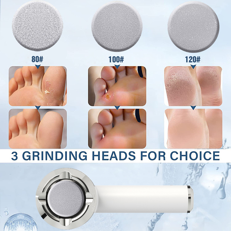 Electric Foot Callus Remover Kit Rechargeable callous removers 3 Grinding Heads Waterproof foot scrubber file Professional Ped