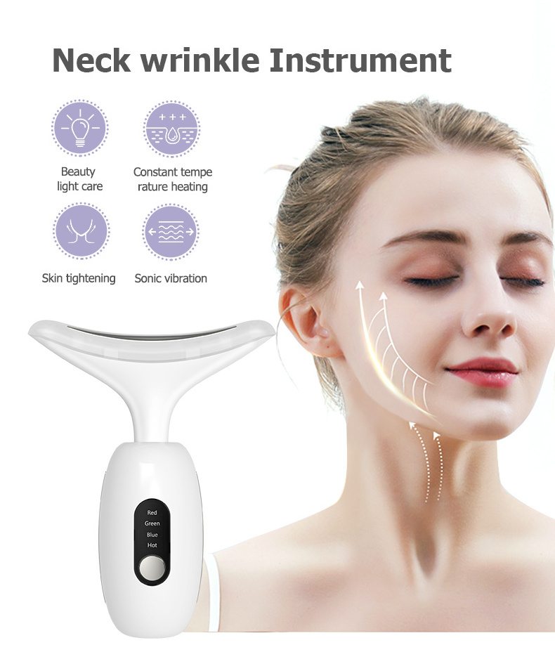 Neck Face Beauty Device Anti-wrinkle Anti-aging Reduce Puffiness Facial Device 3 Modes Neck Sonic Vibration EMS Neck Lift Device