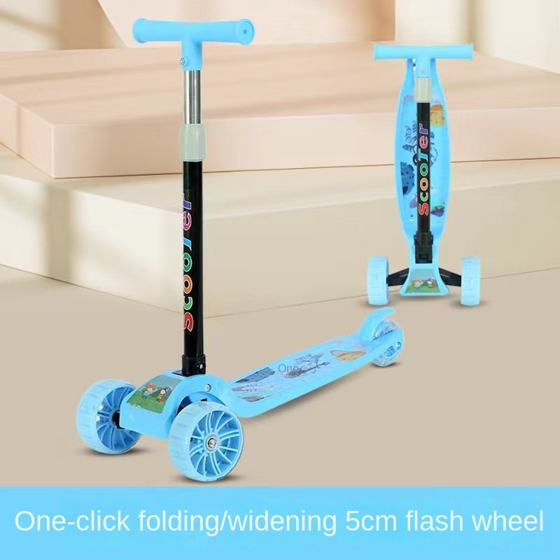 Children's Three-in-One Scooter Can Sit and Ride One-Click Folding Walker Car