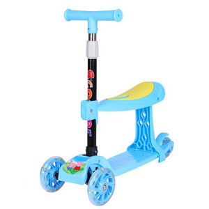 Children's Three-in-One Scooter Can Sit and Ride One-Click Folding Walker Car