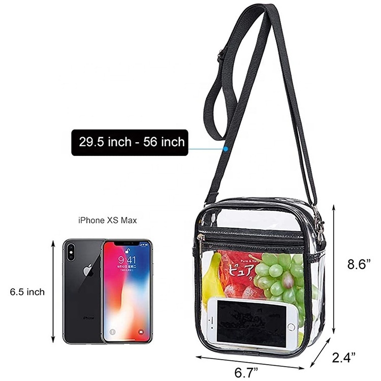 Clear PVC Bag 2021 NFL Stadium Approved PVC Crossbody Messenger Bag Clear Purse Transparent Shoulder Sling Bag