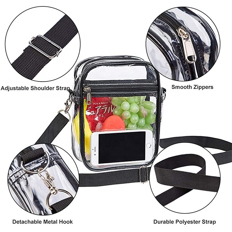 Clear PVC Bag 2021 NFL Stadium Approved PVC Crossbody Messenger Bag Clear Purse Transparent Shoulder Sling Bag