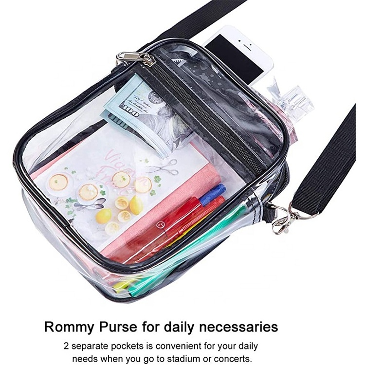 Clear PVC Bag 2021 NFL Stadium Approved PVC Crossbody Messenger Bag Clear Purse Transparent Shoulder Sling Bag