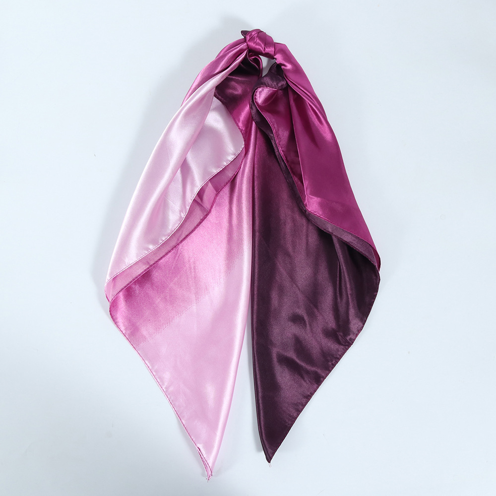 2023 Solid Color Head Scarf Black Square 90*90 Silk Foulard Satin Bandana Cheveux Neckerchief Hijab For Woman Hair Scarf