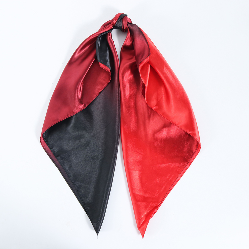 2023 Solid Color Head Scarf Black Square 90*90 Silk Foulard Satin Bandana Cheveux Neckerchief Hijab For Woman Hair Scarf