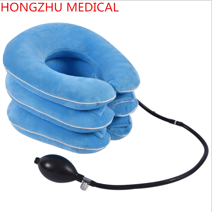 3 Layers Soft Flannel Inflatable Adjustable Neck Stretcher Collar Cervical Neck Traction Device