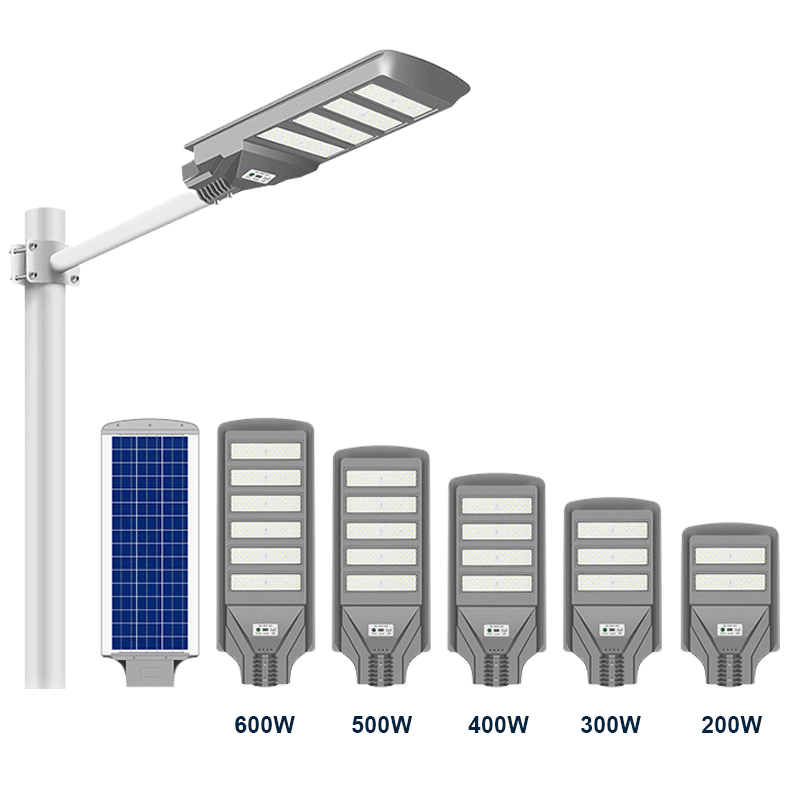 Outdoor IP67 Waterproof 200w-600w Led Solar Street Light with Remote Control All in One Integrated LED PC Plastic Material