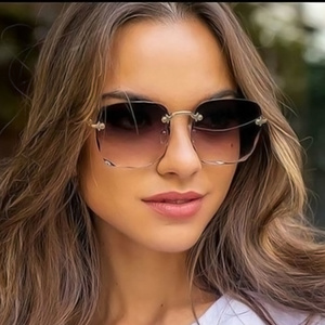 2021   Rimless Sunglasses Women Luxury Brand Designer Summer Red Glasses Fashion Sun glasses For Men UV400 Shades Oculos