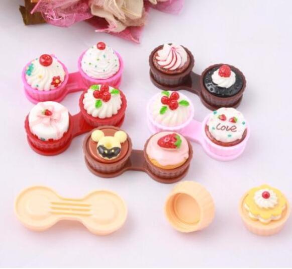 Care Kit Holder Container Portable Cartoon Cute Cream Cake Travel Glasses Contact Lenses Box Contact Lens Case for Eyes