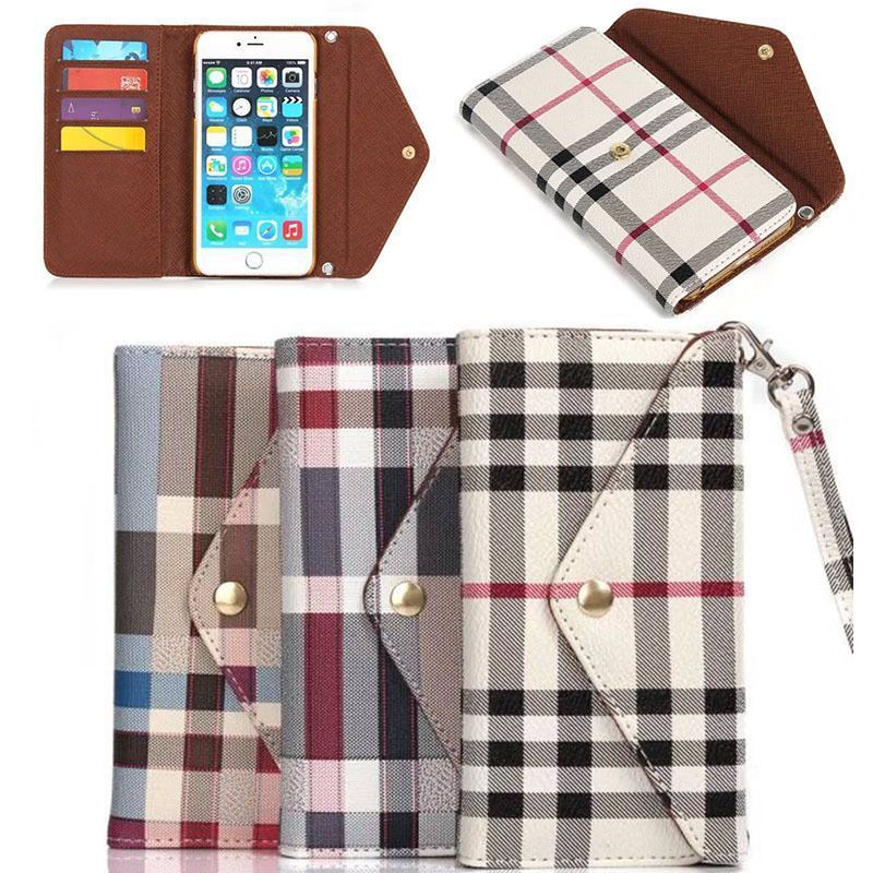 Plaid Pattern Flip Wallet PU Leather Case Cover For Apple iPhone 6 4.7 inch With Card Holder Handbag Phone Case