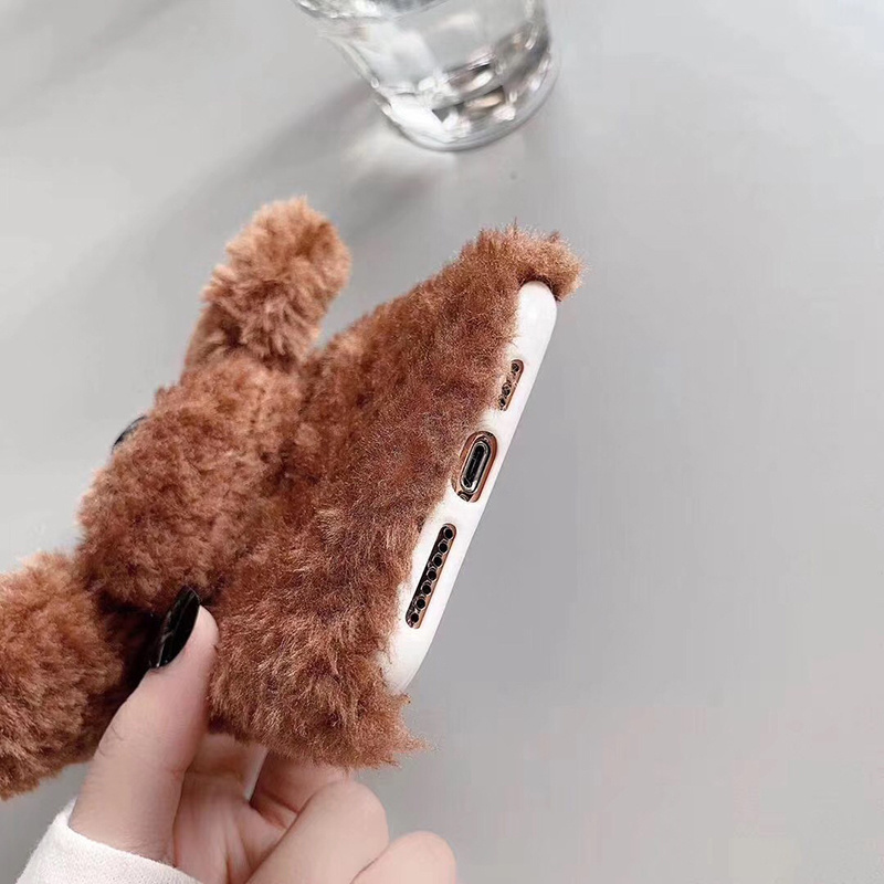 New big Plush teddy dog bear Soft silicon cover case for apple iphone 6 7 8plus plus 8 X XR XS Max 11 Pro cute phone coque capa