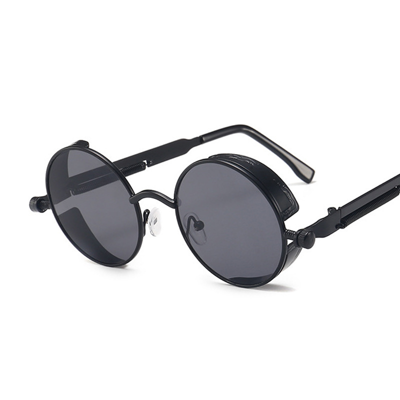 Classic Gothic Steampunk Style Round Sunglasses Men Women Brand Designer Retro Round Metal Frame Colorful Lens Sun Glasses