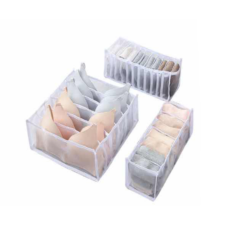 Wholesale Low Price Foldable Plastic Mesh Nylon Visible Clothes Drawer Storage for Underwear Bra Socks Pants in Closet Cabinet