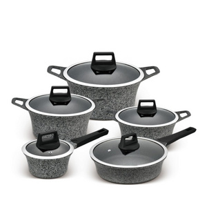 Non-Stick Die cast Aluminum kichan dessini non stick itams set Induction Bottom neoflam  Cooking Pot 10 Pcs kinox cookware set