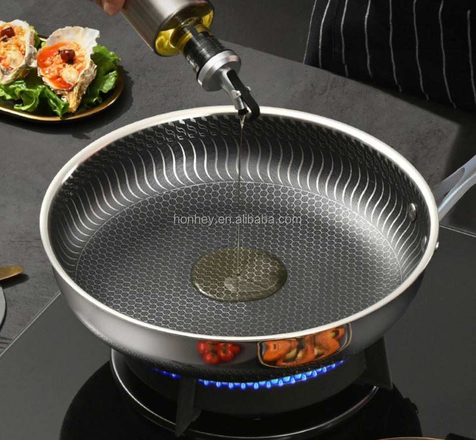 Hot Sale Honeycomb Non-stick Stainless Steel WOK