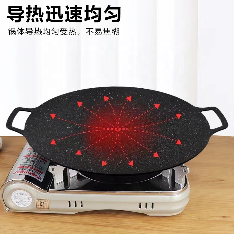 Stone healthy korean style grill pan 2.5mm cast iron non stick grill pan for camping Cookware