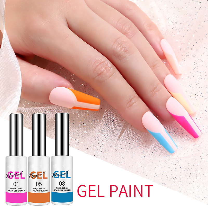 12 Colors New  Nail Art Gel Kit 3D Spray Painting Uv Gel Polish Liner Set For Salon Nail Beauty