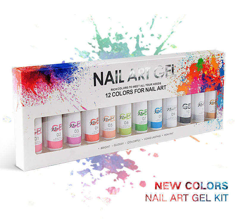 12 Colors New  Nail Art Gel Kit 3D Spray Painting Uv Gel Polish Liner Set For Salon Nail Beauty