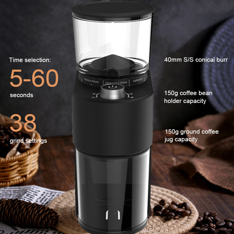 38 setting fine medium coarse powder  professional coffee grinder conical burr blade electric coffee grinder