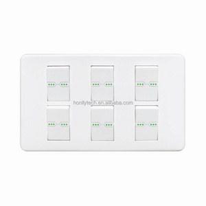 New design pakistan standard switch controller white PC fancy light switch 6 gang wall electric switches