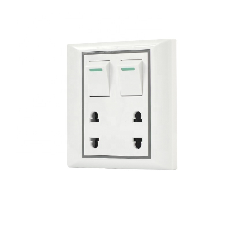 New design two gang switch two gang two pin socket wall socket Cambodia switch socket