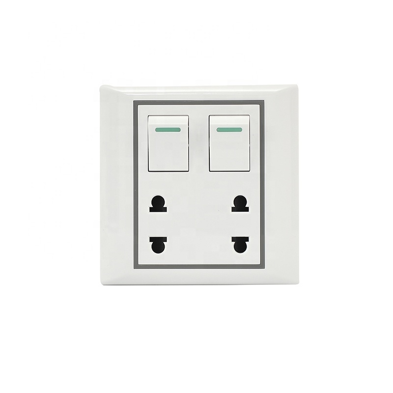 New design two gang switch two gang two pin socket wall socket Cambodia switch socket