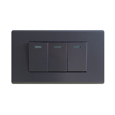 Best selling screwless wall plates self powered toggle 118*70 mm wall  mount switch colored 3 gang switch