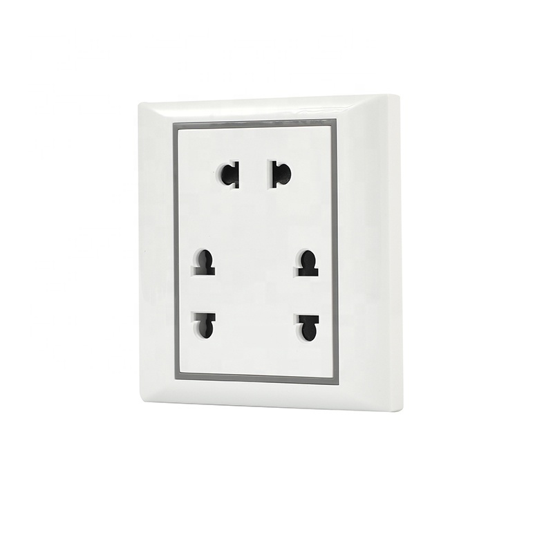 Cambodia type 86X86mm electrical supplies electrical wall sockets 3 gang 2 pin socket  Cambodia power socket