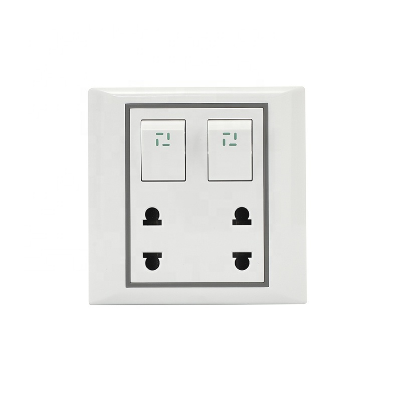 New design two gang switch two gang two pin socket wall socket Cambodia switch socket