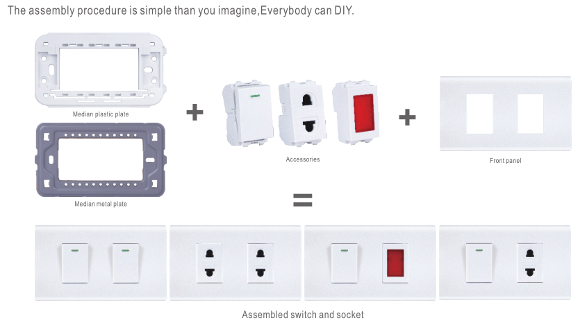 Schuko modular 118*70 mm 16A covers for wall lamp with switch wall switches  new 1 Gang switch interruptor